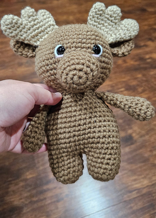 Handmade Crochet Moose Stuffed Animal - Cute Woodland Critter