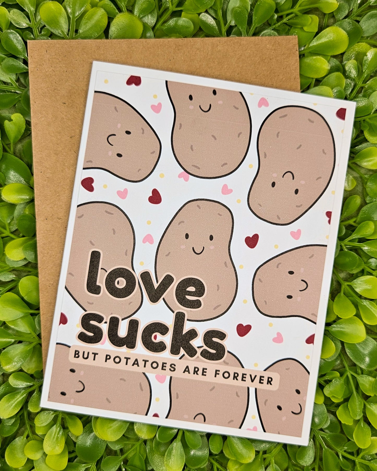 Funny Anti-Valentine’s Day Gift Bundle – Handmade Crochet Potato Plush and Card