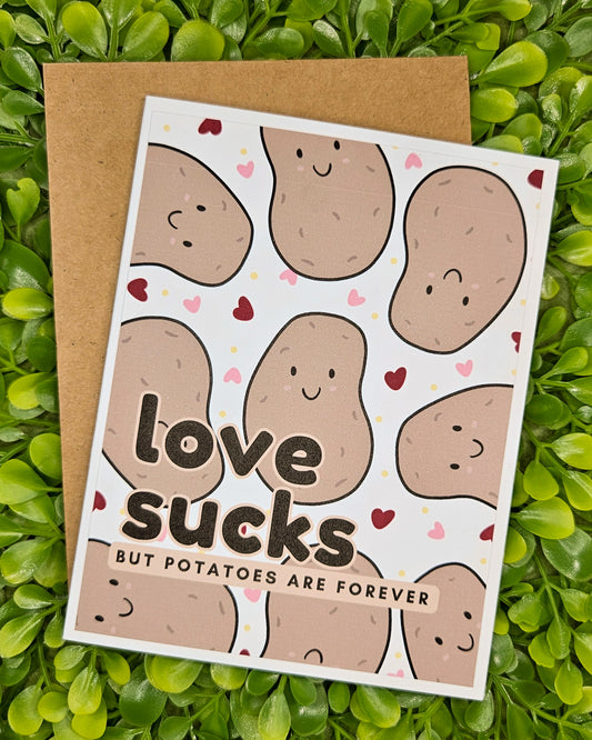 Funny Anti-Valentine’s Day Gift Bundle – Handmade Crochet Potato Plush and Card