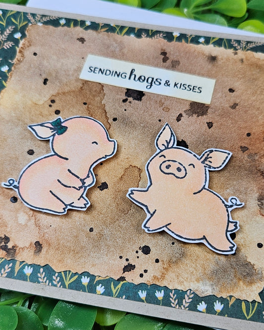 Punny Pigs Thinking of You Handmade Card - Thoughtful Gift for Family and Friends