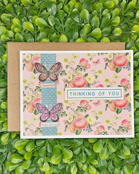 Butterfly Thinking of You Handmade Card - Thoughtful Gift for Family and Friends