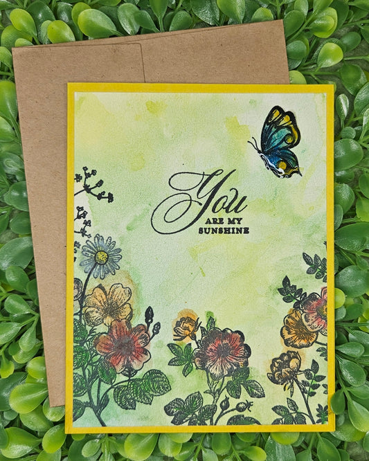 Watercolored You Are My Sunshine Handmade Card - Thoughtful Gift for Family and Friends