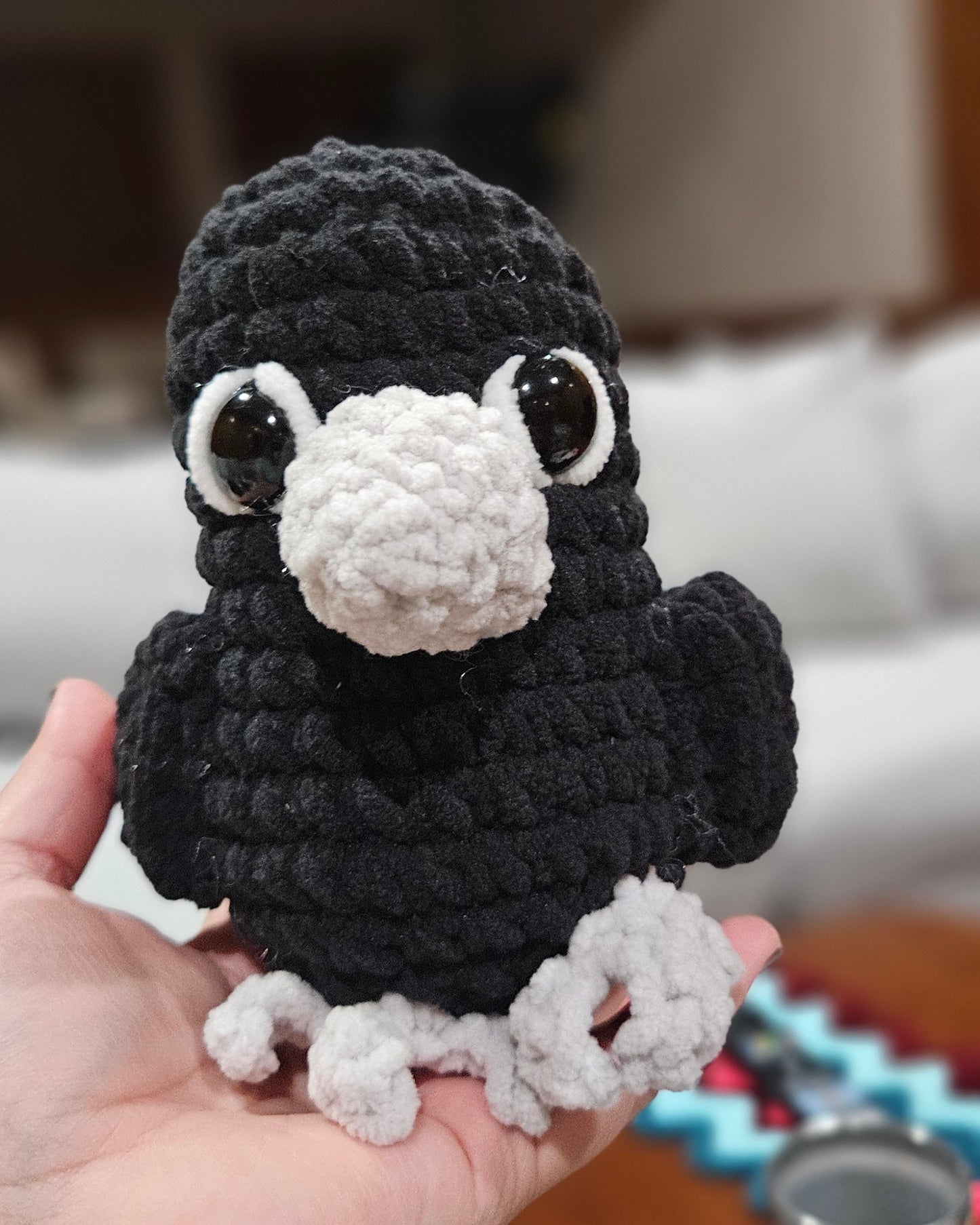 Handmade Crochet Crow - Cute Gothic Raven Plush - Spooky & Adorable Gift