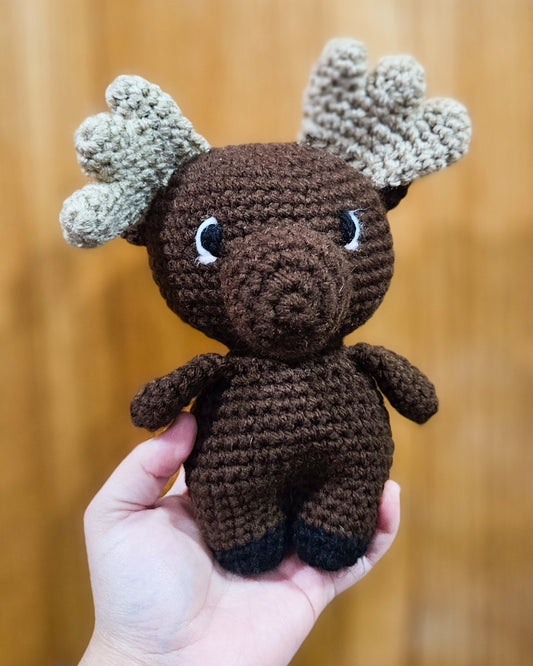 Photo of a crocheted moose plushie