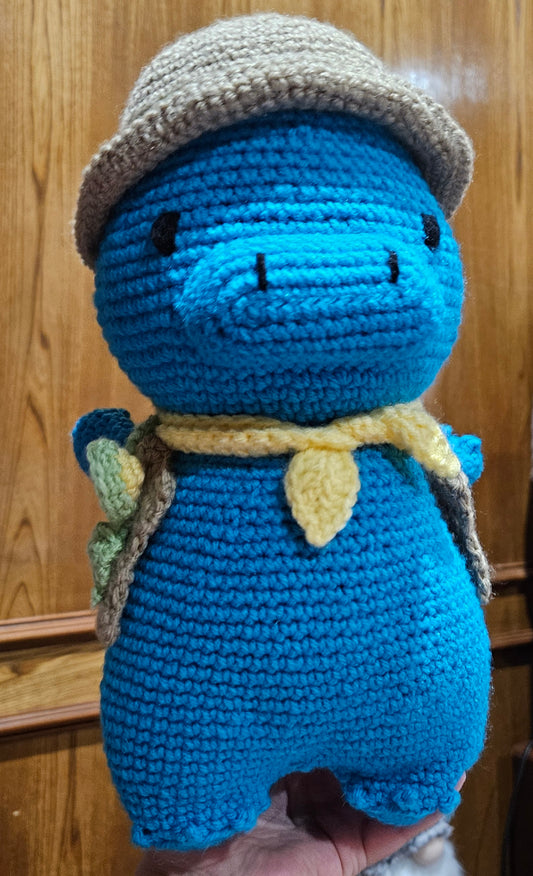 Crochet Archaeologist Dinosaur - Explorer Dino Plush - Handmade Adventure Buddy