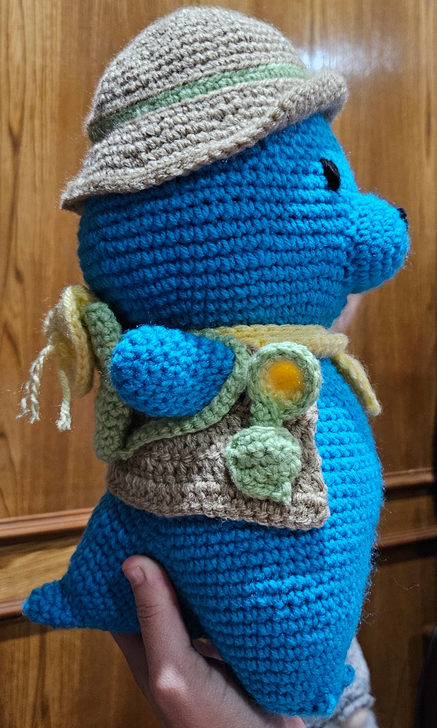 Crochet Archaeologist Dinosaur - Explorer Dino Plush - Handmade Adventure Buddy