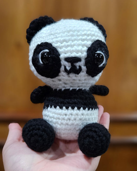 Handmade Crochet Panda Plushie – Cuddly Black & White Bear with Sweet Personality