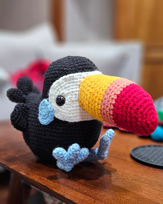 Colorful Crochet Toucan Plushie - Handmade Amigurumi Bird Stuffed Animal - Unique Tropical Decor Gift