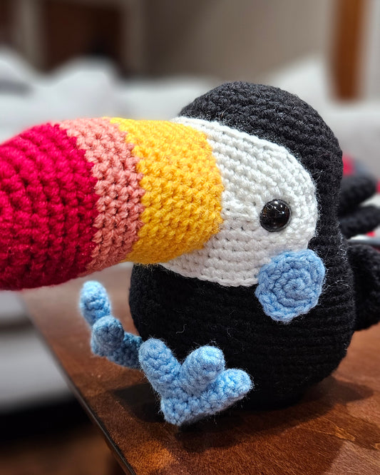Colorful Crochet Toucan Plushie - Handmade Amigurumi Bird Stuffed Animal - Unique Tropical Decor Gift
