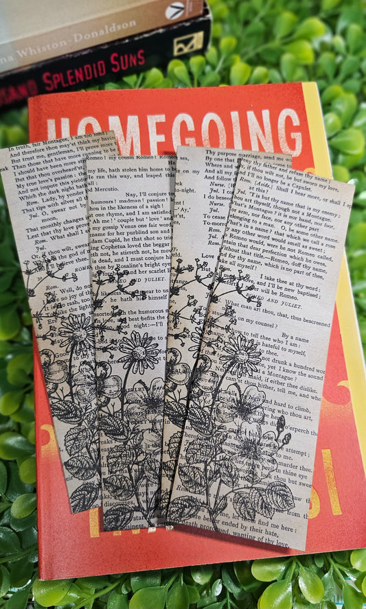 Handmade Floral Shakespeare Laminated Bookmarks – Bookmarks for Readers, Book Lovers, Unique, Literary Gifts, Bookish Things and Accessories