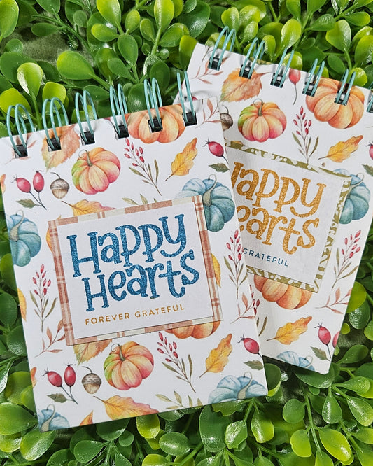 Fall Autumn Happy Hearts Wire-bound Mini Notebook - Stationery For Cozy Bookish People