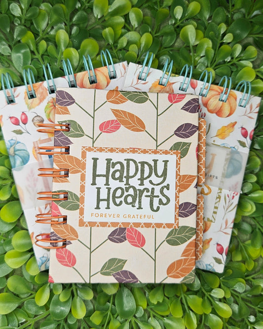 Fall Autumn Happy Hearts Wire-bound Mini Notebook - Stationery For Cozy Bookish People