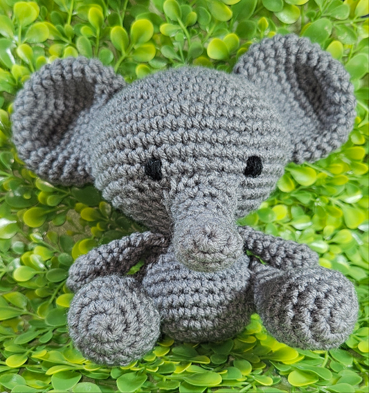 Handmade Crochet Elephant Plushie - Cute Safari Stuffed Animal Toy