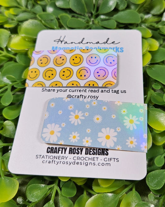 Holographic Retro Smiles Magnetic Bookmarks - Bookish Accessories and Gifts for Readers and Stationery Lovers