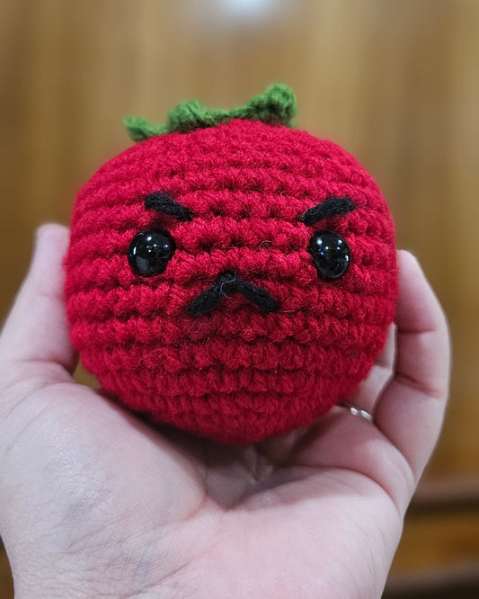 Rotten Tomato Crochet Stuffed Toy and Decor - Punny Gift for Grumpy People