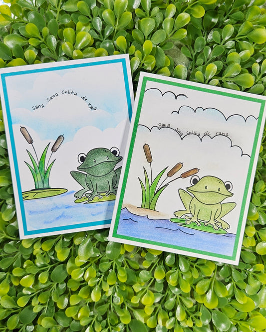 Spanish Get Well Card – Sana Sana Colita de Rana – Handmade Frog Pun Greeting Card