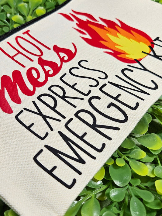 Hot Mess Express Emergency Travel Kit Makeup Bag, Bridesmaid or Teacher Survival Bag, Bachelorette Party Favors