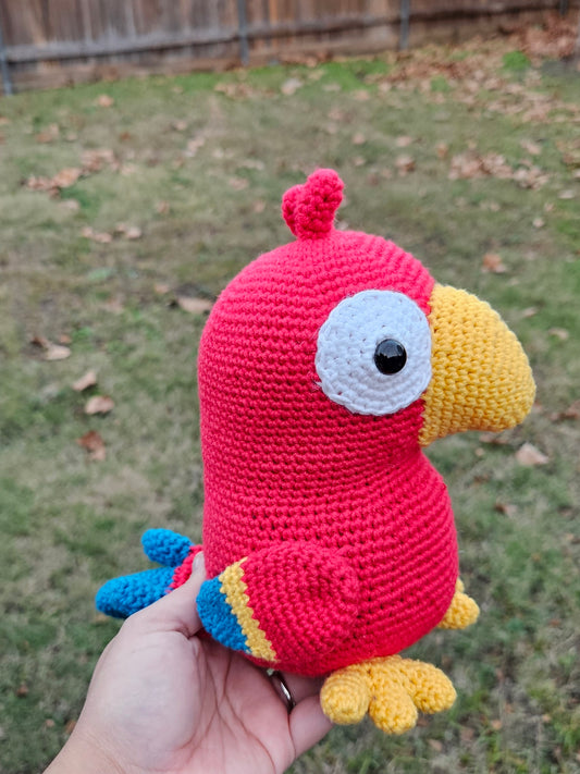 Pete the Crochet Parrot - Handmade Tropical Stuffed Animal