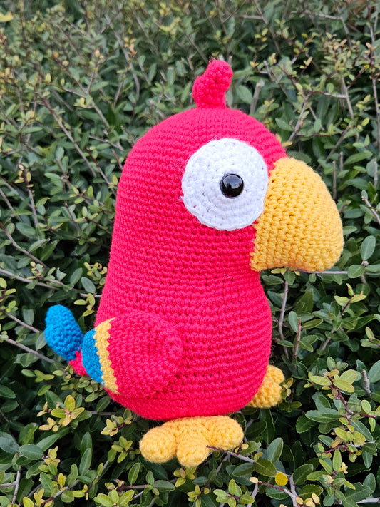 Pete the Crochet Parrot - Handmade Tropical Stuffed Animal