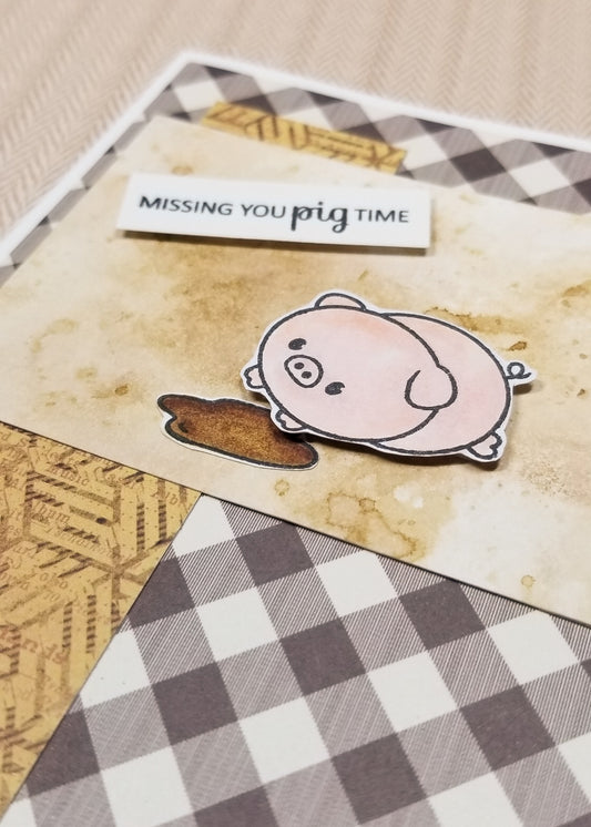 Missing You Pig Time Card