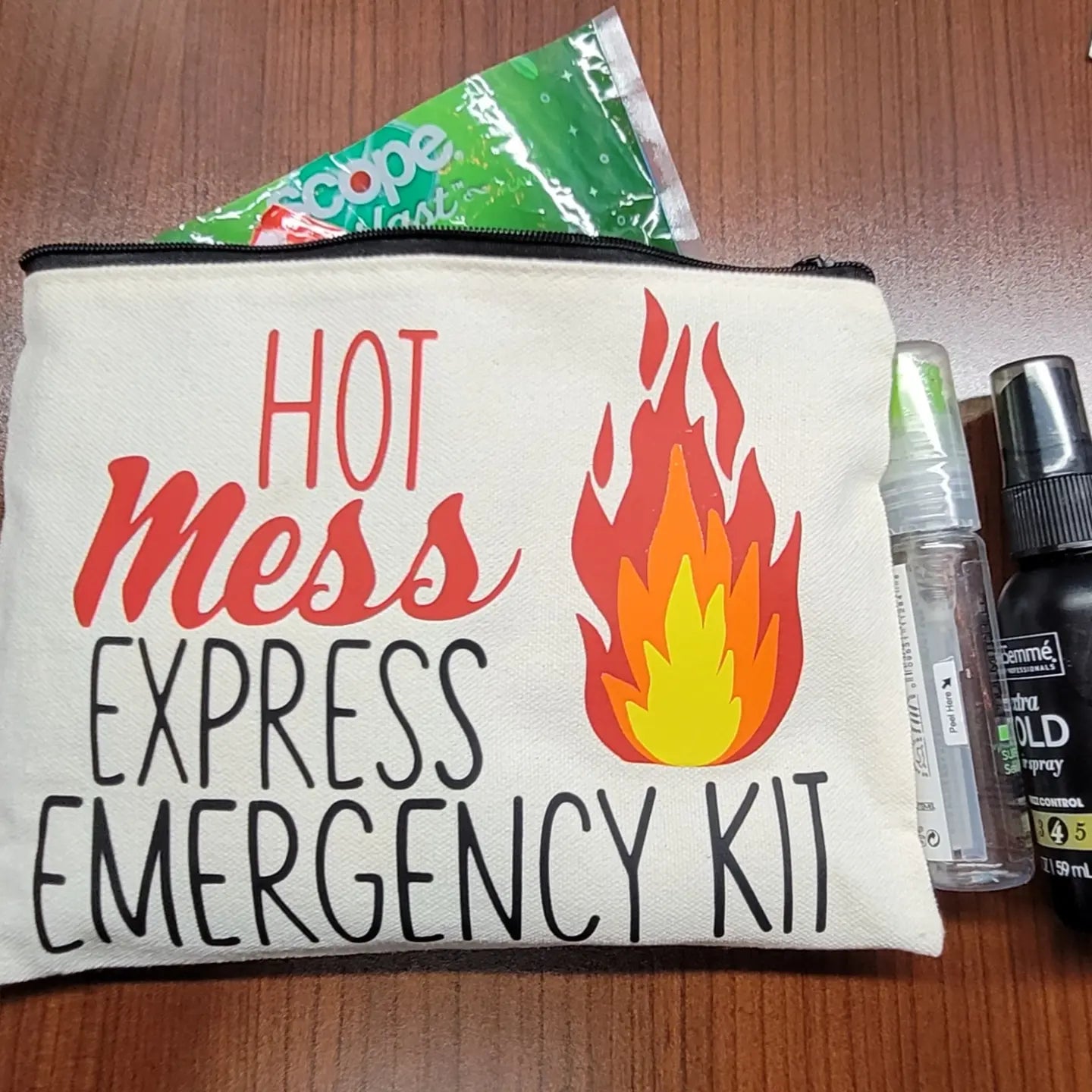 Hot Mess Express Emergency Travel Kit Makeup Bag, Bridesmaid or Teacher Survival Bag, Bachelorette Party Favors