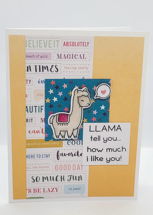 Llama Valentine - Yellow