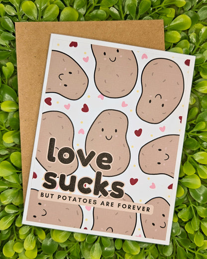 Funny Anti-Valentine’s Day Gift Bundle – Handmade Crochet Potato Plush and Card