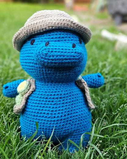 Crochet Archaeologist Dinosaur - Explorer Dino Plush - Handmade Adventure Buddy