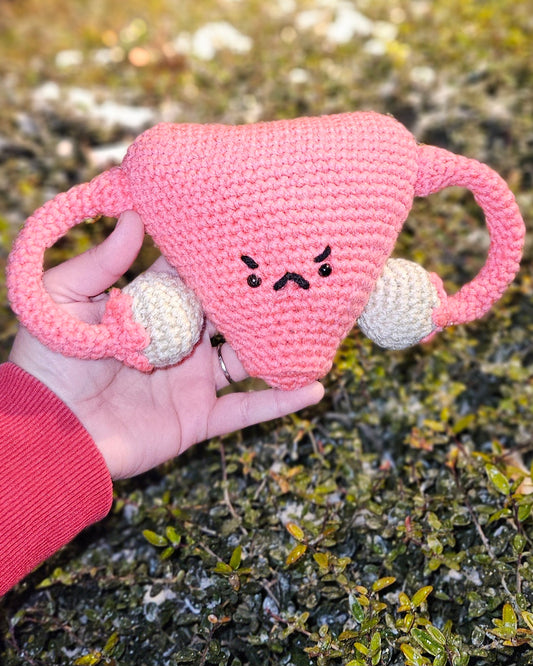 Crochet Uterus Plush - Gift for Ovarian Cancer, Endometriosis, and PCOS Warriors, OBGYN, Labor & Delivery nurse, Healthcare Worker, Hysterectomy Patient, Women's Healthcare Rights