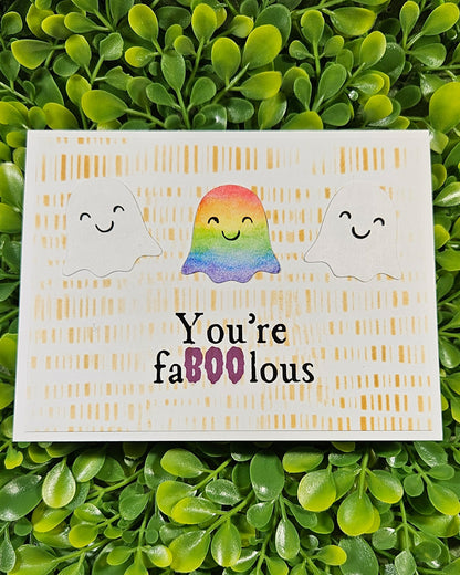 Halloween Fa-boo-lous Ghost Greeting Card - Card For LGBTQ+ Pride Support