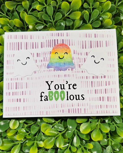 Halloween Fa-boo-lous Ghost Greeting Card - Card For LGBTQ+ Pride Support
