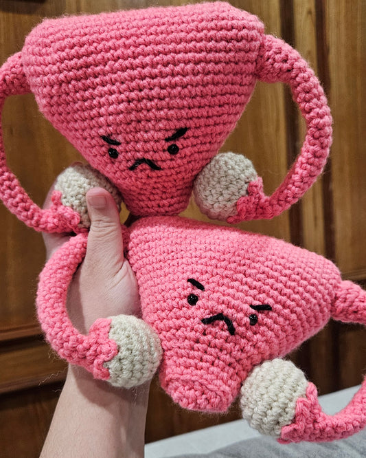 Crochet Uterus Plush - Gift for Ovarian Cancer, Endometriosis, and PCOS Warriors, OBGYN, Labor & Delivery nurse, Healthcare Worker, Hysterectomy Patient, Women's Healthcare Rights