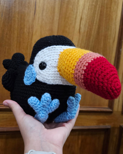Colorful Crochet Toucan Plushie - Handmade Amigurumi Bird Stuffed Animal - Unique Tropical Decor Gift
