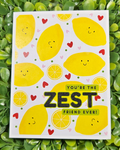 Zesty Friendship Card – “You're The Zest Friend Ever” – Punny Food-Themed Greeting Card For Besties