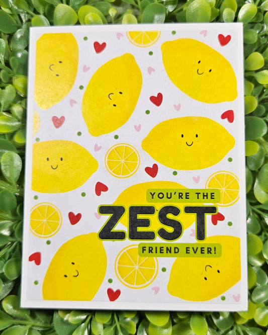 Zesty Friendship Card – “You're The Zest Friend Ever” – Punny Food-Themed Greeting Card For Besties