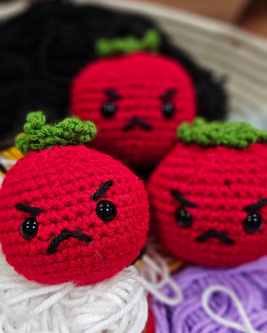 Rotten Tomato Crochet Stuffed Toy and Decor - Punny Gift for Grumpy People