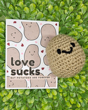 Load image into Gallery viewer, Funny Anti-Valentine’s Day Gift Bundle – Handmade Crochet Potato Plush and Card
