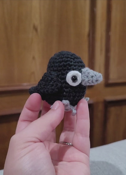 Handmade Crochet Crow - Cute Gothic Raven Plush - Spooky & Adorable Gift