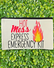 Load image into Gallery viewer, Hot Mess Express Emergency Travel Kit Makeup Bag, Bridesmaid or Teacher Survival Bag, Bachelorette Party Favors
