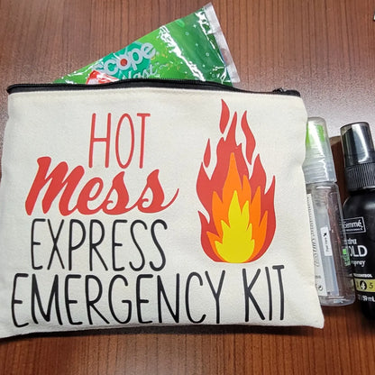 Hot Mess Express Emergency Travel Kit Makeup Bag, Bridesmaid or Teacher Survival Bag, Bachelorette Party Favors